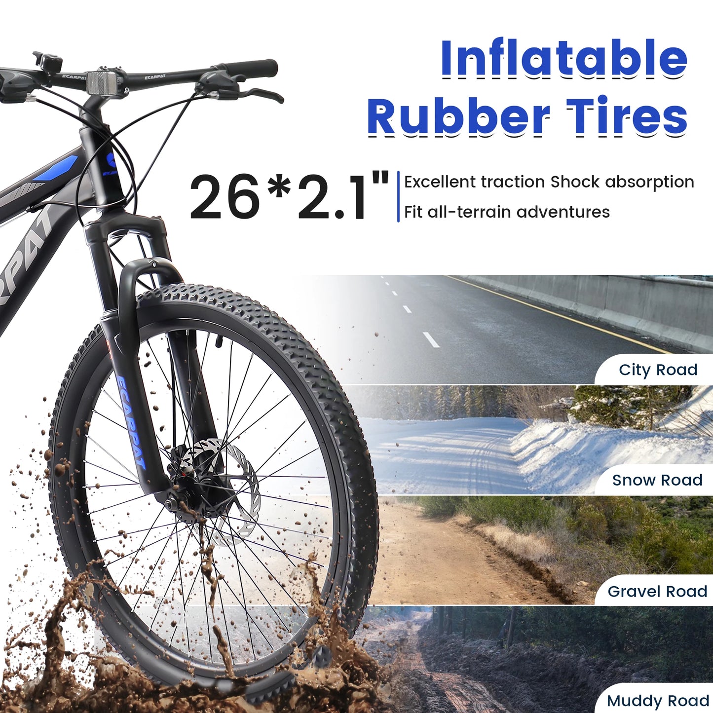Ecarpat Dual Full Suspension Mountain Bike With 21Speed Disc Brakes