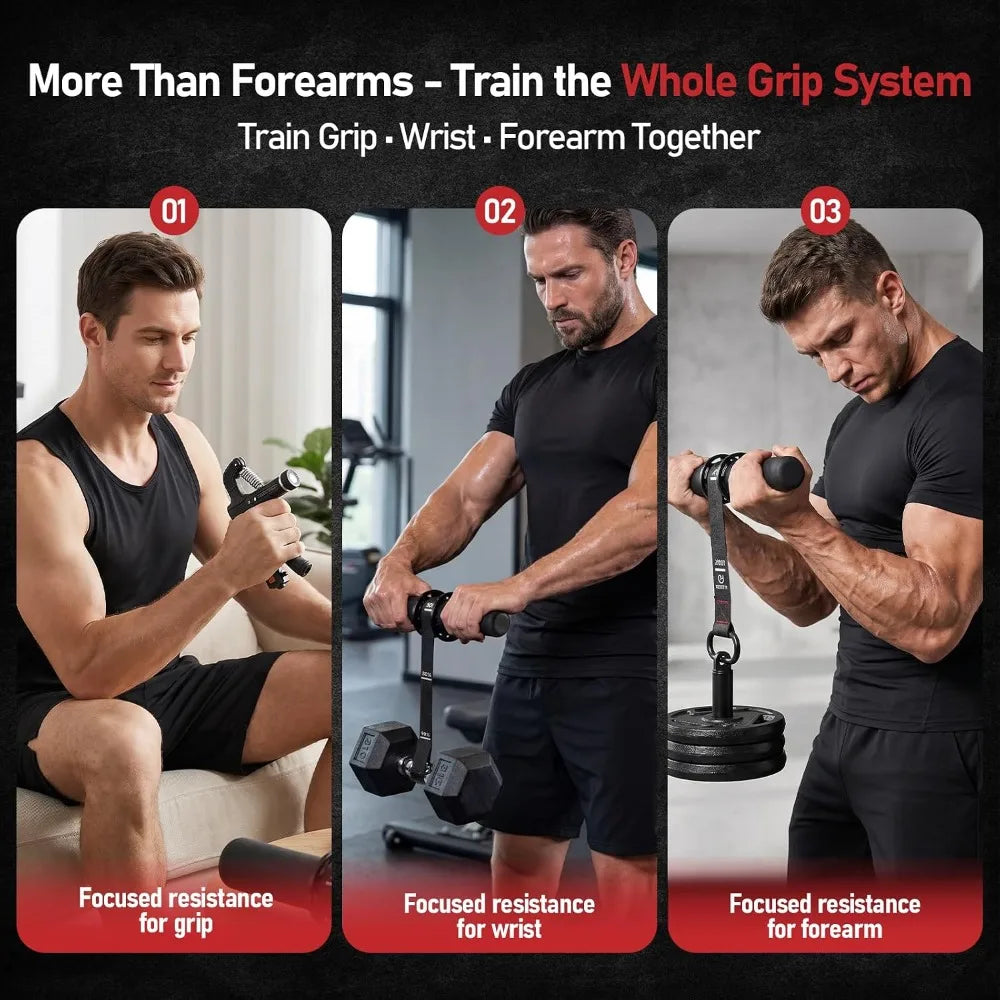 Wrist Roller And Grip Trainer Set For Forearm Strength