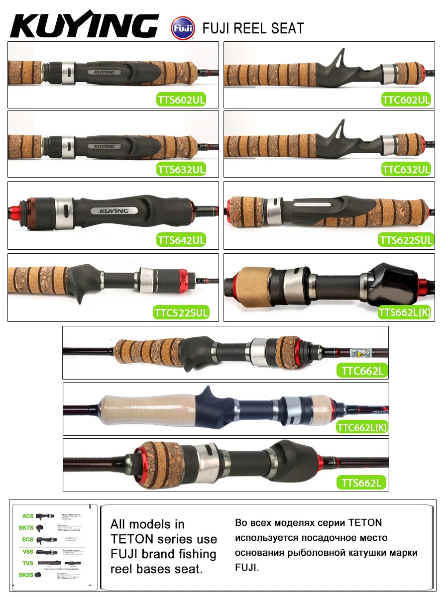 Kuying Fast Carbon Fiber Spinning Casting Lure Rod Graphite Construction