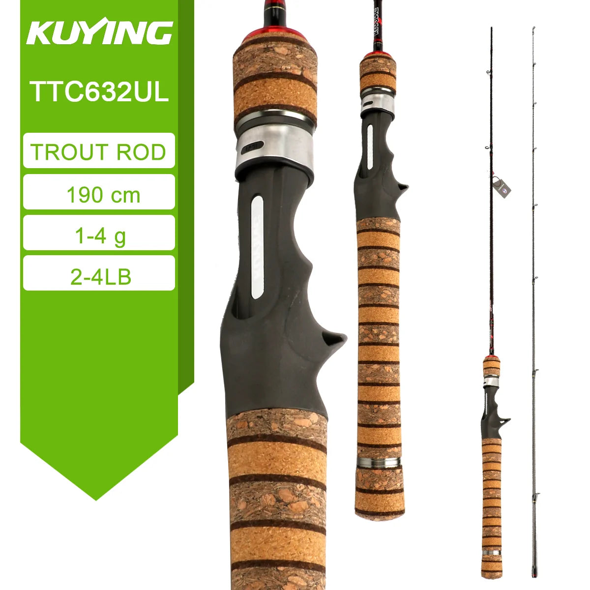 Kuying Fast Carbon Fiber Spinning Casting Lure Rod Graphite Construction