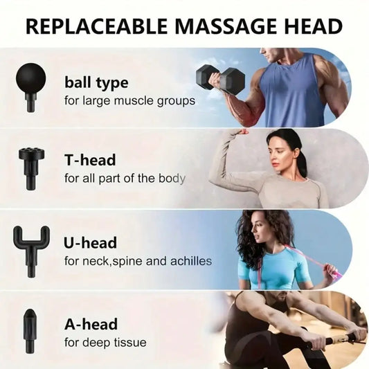 Portable Massage Gun With USB Rechargeable Battery And 4 Interchangeable Heads