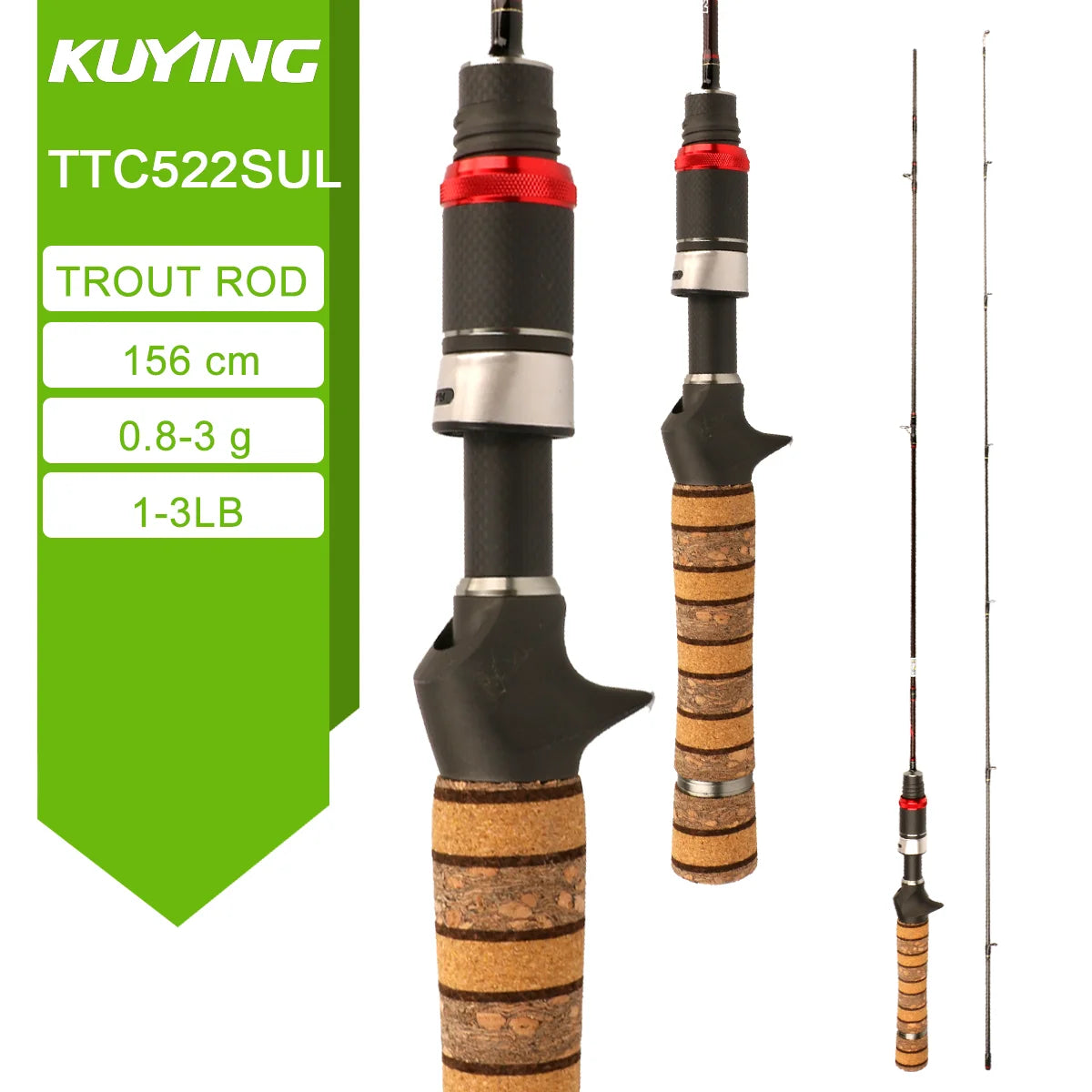 Kuying Fast Carbon Fiber Spinning Casting Lure Rod Graphite Construction