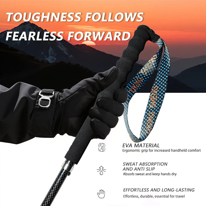 Okhealing T800 Carbon Fiber Trekking Poles Collapsible Hiking Sticks